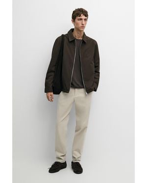 MASSIMO DUTTI Cotton Blend Slim Fit Trousers - Black