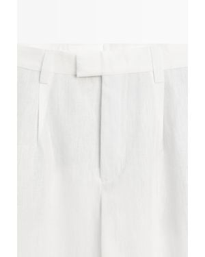 MASSIMO DUTTI Darted 100% Linen Trousers - White