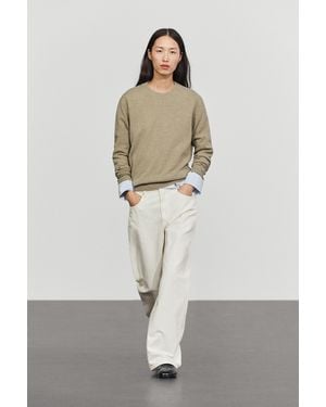 MASSIMO DUTTI Wool Blend Knit Sweater With Round Neck - Natural