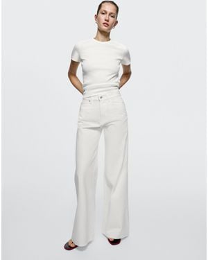 MASSIMO DUTTI High-Waist Flare-Fit Jeans - White