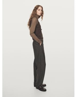 MASSIMO DUTTI Pantalón Franela 100% Lana - Blanco