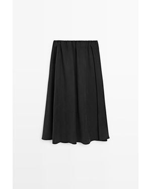 MASSIMO DUTTI Voluminous Midi Skirt - Black