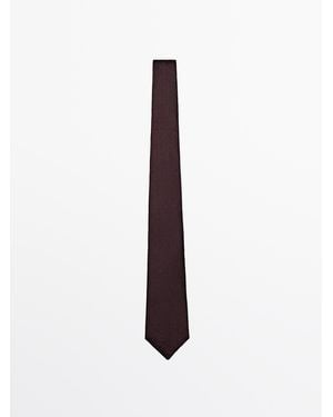 MASSIMO DUTTI Corbata 100% Seda - Blanco