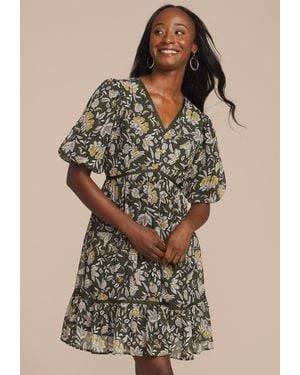 maurices Floral Bubble Sleeve Mini Dress - Green