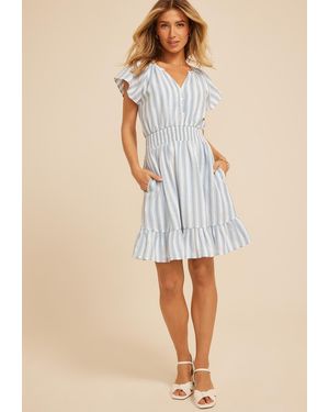 maurices Striped Notch Neck Mini Dress - Blue