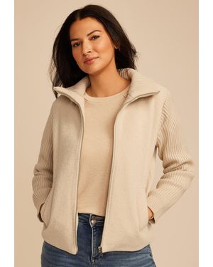 maurices Mixed Texture Sweater Sleeve Jacket - Natural
