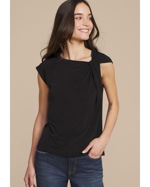 maurices Asymmetrical Knot Shoulder Top - Black