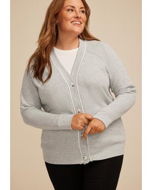 maurices French Terry Button Front Cardigan - Gray
