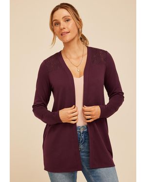 maurices Lace Open Front Cozy Cardigan - Purple