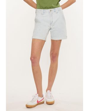 Kancan Mid Rise Striped Adjustable Waist 6In Bermuda Shorts - White
