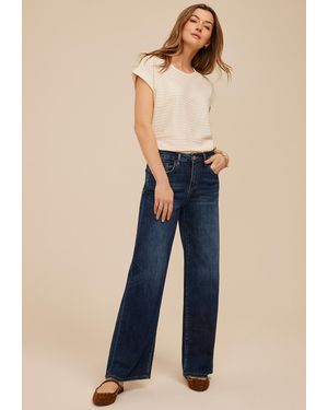 Flying Monkey Dark High Rise Wide Leg Jeans - Blue