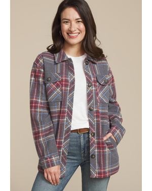 maurices Plaid Shacket - Gray