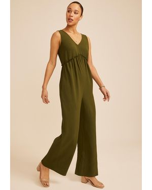 maurices Bare Cool Crepe V Neck Jumpsuit - Green