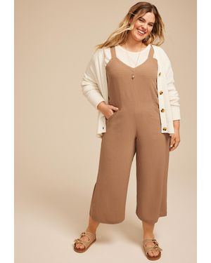 maurices Plus Size Cool Crepe Wide Leg Jumpsuit - Natural