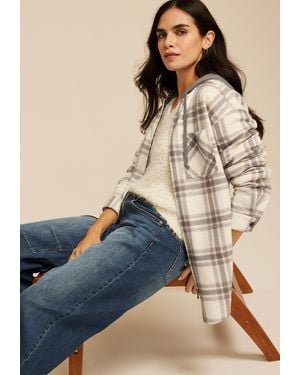 maurices Vintage Plaid Hooded Shacket - Blue