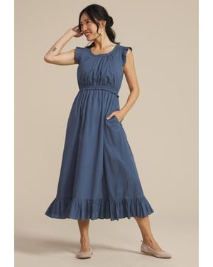 maurices Ruffle Trim Scoop Neck Midi Dress - Blue