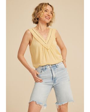 Flying Monkey Super High Rise Ripped Hem 9In Bermuda Shorts - Blue