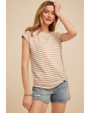 maurices 24/7 Austin Striped Knot Hem Short Sleeve Tee - Natural