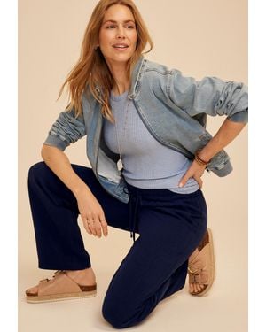 maurices Linen Like High Rise Pull On Wide Leg Pants - Blue