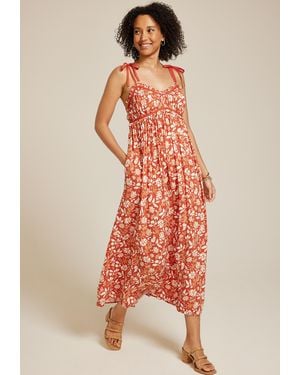 maurices Band Of The Free Sweetheart Neck Midi Dress - Orange