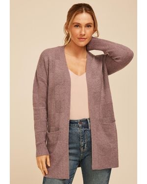 maurices 90S Checkered Open Front Cardigan - Purple