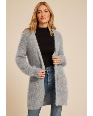 maurices Eyelash Open Front Long Cardigan - Gray