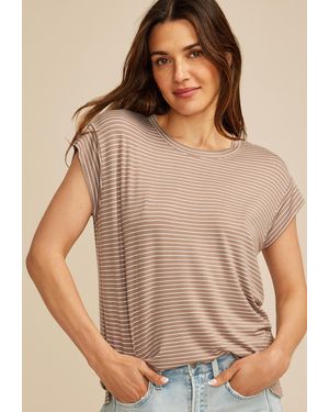 maurices 24/7 Striped Cap Short Sleeve Tee - Natural