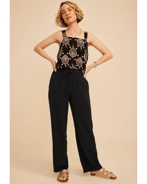 maurices Linen Like High Rise Pull On Wide Leg Pants - Black