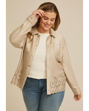 maurices Plus Size Faux Suede Scallop Hem Jacket - Natural