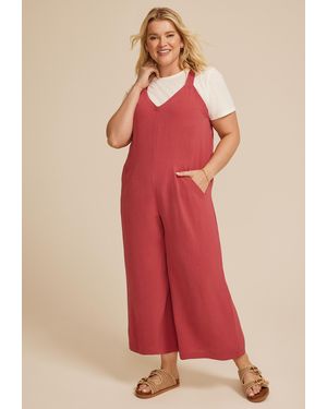 maurices Plus Size Cool Crepe Wide Leg Jumpsuit - Red