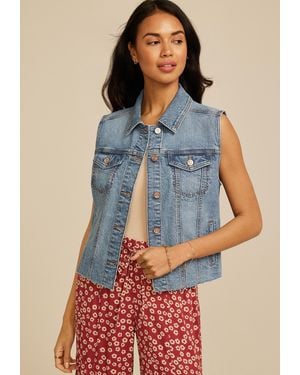 maurices Medium Raw Hem Denim Vest - Blue