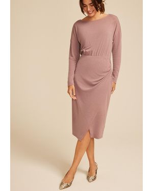 maurices Mauve Boat Neck Faux Wrap Midi Dress - Natural