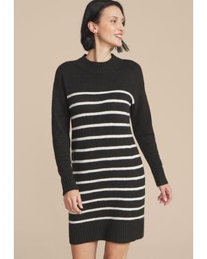 maurices Striped Mock Neck Mini Sweater Dress - Black