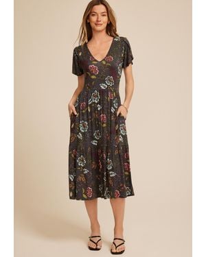 maurices 24/7 Floral Tulip Sleeve Midi Dress - Natural