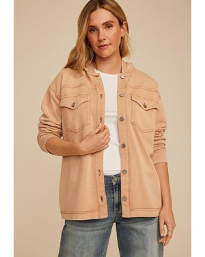 maurices Washed Hooded Shacket - Natural