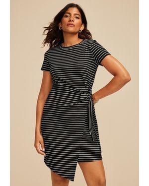 maurices 24/7 Striped Faux Wrap Mini Dress - Black