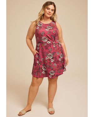 strapless open back dress Margaret Floral Midi Dress Red | Occasion Dress in Sizes XXS–6X main image 1