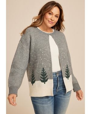 maurices Metallic Tree Clip Front Cardigan - Gray