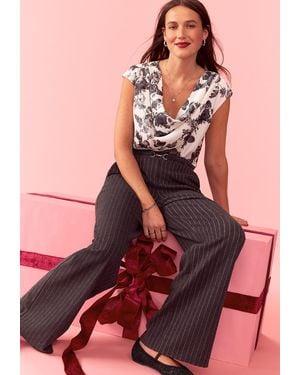 maurices Pinstripe Knit High Rise Wide Leg Pants - Pink