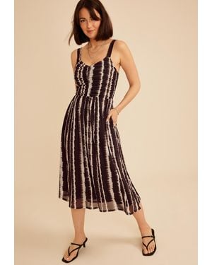 maurices Bare Ruched Sweetheart Printed Mesh Midi Dress - Natural