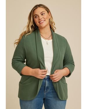 maurices Plus Size Blazer Versa 3/4 Sleeve Pocket Blazer - Green