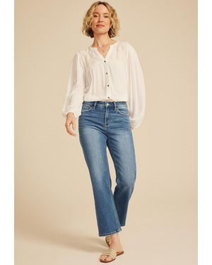 Flying Monkey High Rise Ripped Hem Ankle Straight - Blue