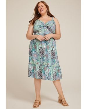 maurices Bare Printed Tiered Midi Dress - Blue