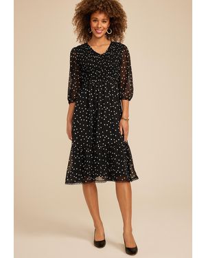 maurices Polka Dot Waterfall Midi Dress in Natural | Lyst