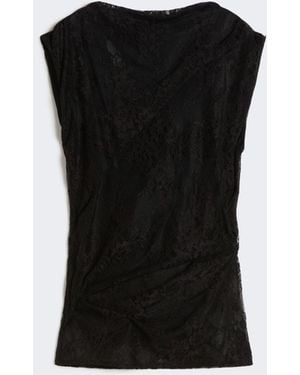 Max Mara Sleeveless Lace Top With Racerback Tank - Black