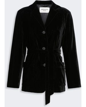 Max Mara Velvet Jacket With Belt - Black