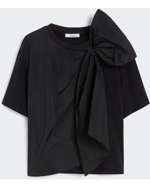 Max Mara Jersey T-Shirt With Maxi Bow - Black