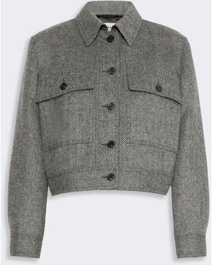 Max Mara Cropped Wool Blend Jacket - Gray