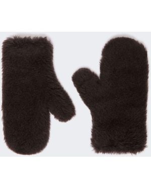 Max Mara Alpaca And Wool Teddy Fabric Mittens - Black