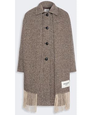 Max Mara Wool-Blend Tweed Coat - Natural